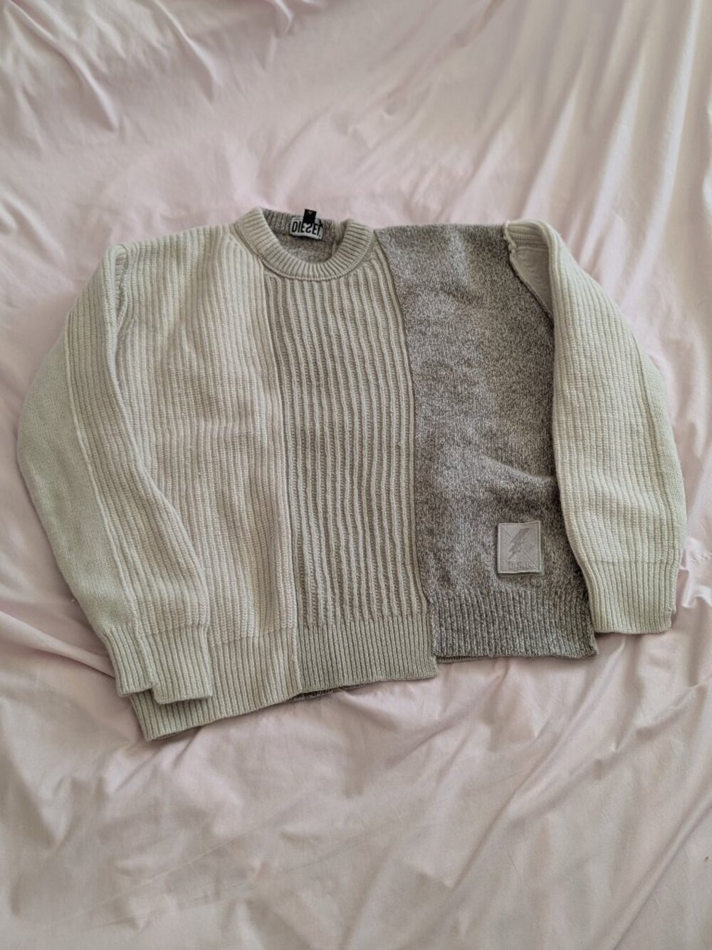 Diesel Tan Patchwork K-Killeen Knit Sweater S